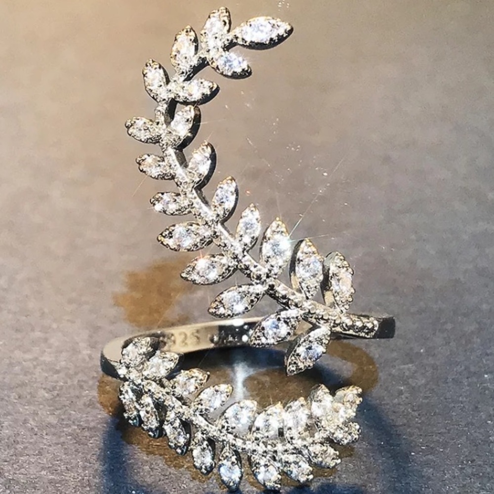 Sterling silver leaf open ring - Picture 6 of 6